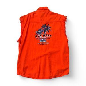 Biker Wear USA Muscle Fringed Sleeveless Orange Shirt Mens 4XL Key West Florida